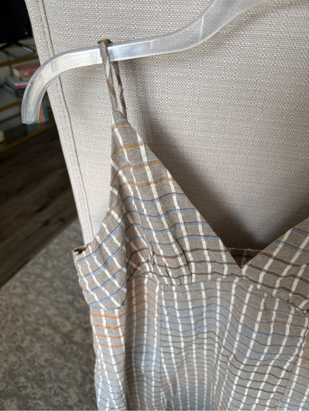 Free People Better Together Plaid Blazer & Mini Dress Set Taupe Cotton Size M - Picture 12 of 15